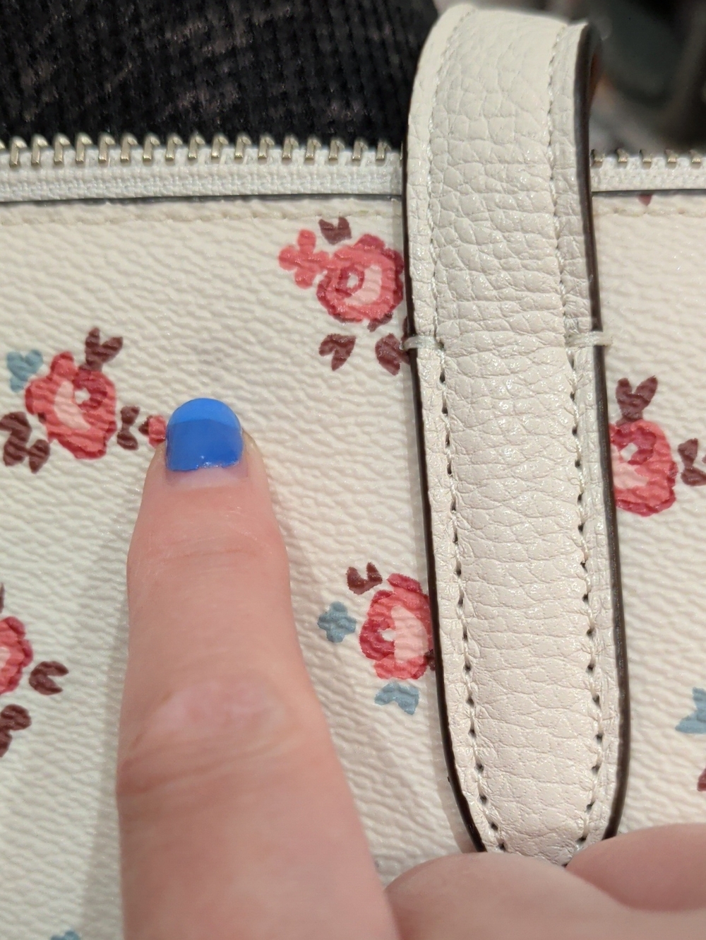 Coach Cream Tote with Pink Floral Print and Tan Leather Tag - Picture 17 of 17